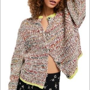 Free People “Walk on By” chunky snap cardigan M